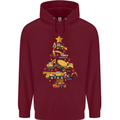 Construction Christmas Tree Digger Lorry Crane Mens 80% Cotton Hoodie Maroon