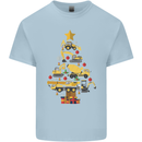 Construction Christmas Tree Digger Lorry Crane Mens Cotton T-Shirt Tee Top Light Blue