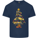 Construction Christmas Tree Digger Lorry Crane Mens Cotton T-Shirt Tee Top Navy Blue