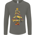 Construction Christmas Tree Digger Lorry Crane Mens Long Sleeve T-Shirt Charcoal