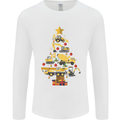 Construction Christmas Tree Digger Lorry Crane Mens Long Sleeve T-Shirt White