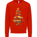 Construction Christmas Tree Digger Lorry Crane Mens Sweatshirt Jumper Bright Red