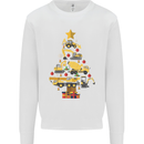 Construction Christmas Tree Digger Lorry Crane Mens Sweatshirt Jumper White