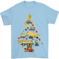 Construction Christmas Tree Digger Lorry Crane Mens T-Shirt 100% Cotton Light Blue