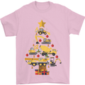 Construction Christmas Tree Digger Lorry Crane Mens T-Shirt 100% Cotton Light Pink