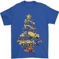 Construction Christmas Tree Digger Lorry Crane Mens T-Shirt 100% Cotton Royal Blue