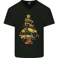 Construction Christmas Tree Digger Lorry Crane Mens V-Neck Cotton T-Shirt Black