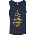 Construction Christmas Tree Digger Lorry Crane Mens Vest Tank Top Navy Blue