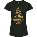Construction Christmas Tree Digger Lorry Crane Womens Petite Cut T-Shirt Black