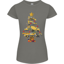 Construction Christmas Tree Digger Lorry Crane Womens Petite Cut T-Shirt Charcoal