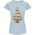 Construction Christmas Tree Digger Lorry Crane Womens Petite Cut T-Shirt Light Blue