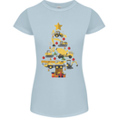 Construction Christmas Tree Digger Lorry Crane Womens Petite Cut T-Shirt Light Blue