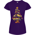 Construction Christmas Tree Digger Lorry Crane Womens Petite Cut T-Shirt Purple