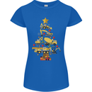 Construction Christmas Tree Digger Lorry Crane Womens Petite Cut T-Shirt Royal Blue