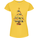 Construction Christmas Tree Digger Lorry Crane Womens Petite Cut T-Shirt Yellow