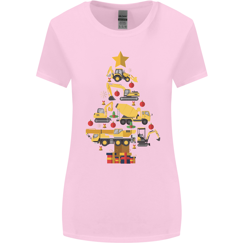Construction Christmas Tree Digger Lorry Crane Womens Wider Cut T-Shirt Light Pink