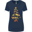 Construction Christmas Tree Digger Lorry Crane Womens Wider Cut T-Shirt Navy Blue