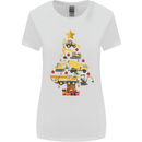 Construction Christmas Tree Digger Lorry Crane Womens Wider Cut T-Shirt White