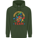 Construction Funny Building Blocks Bricks Childrens Kids Hoodie Forest Green