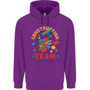 Construction Funny Building Blocks Bricks Childrens Kids Hoodie Purple