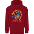 Construction Funny Building Blocks Bricks Childrens Kids Hoodie Red