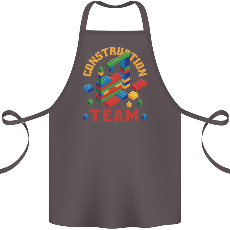 Construction Funny Building Blocks Bricks Cotton Apron 100% Organic Dark Grey