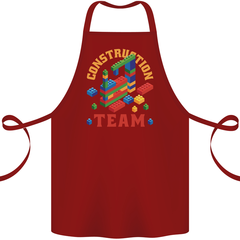 Construction Funny Building Blocks Bricks Cotton Apron 100% Organic Maroon