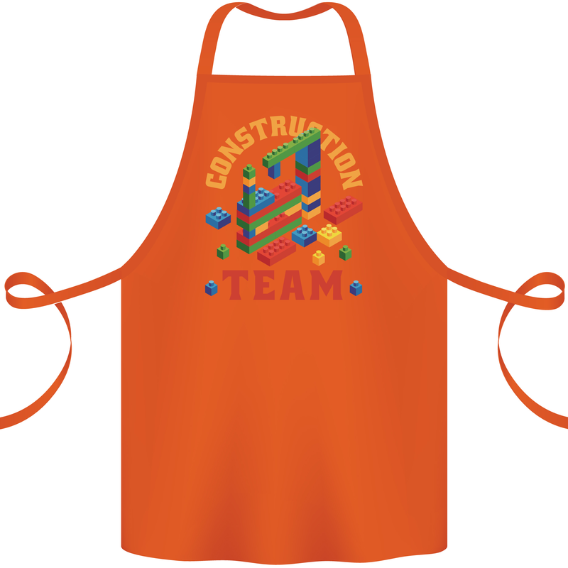 Construction Funny Building Blocks Bricks Cotton Apron 100% Organic Orange