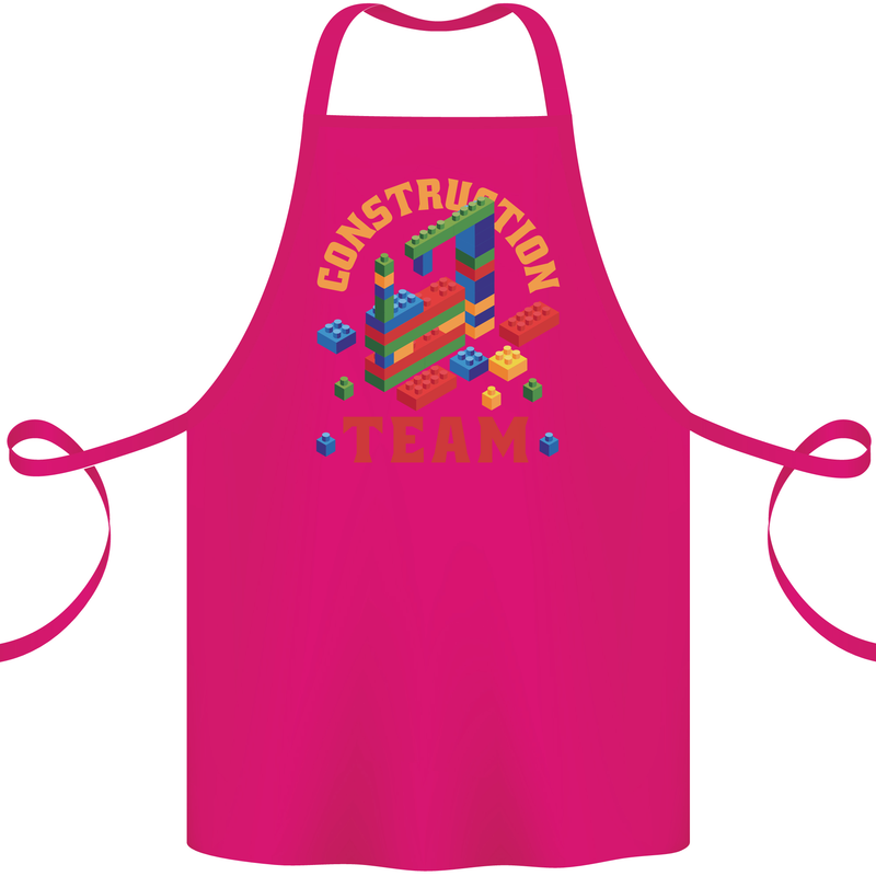 Construction Funny Building Blocks Bricks Cotton Apron 100% Organic Pink