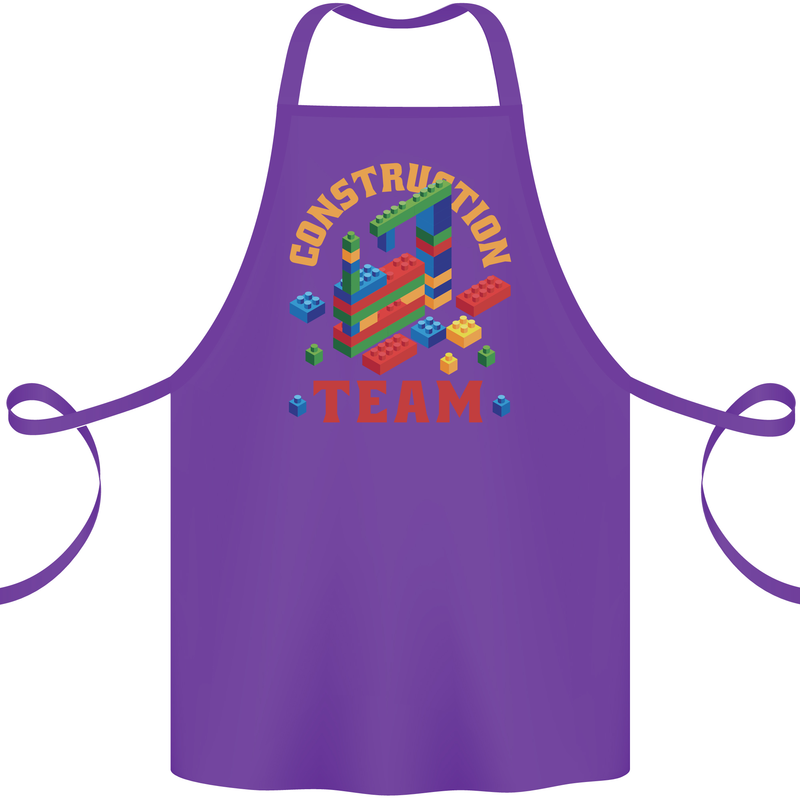 Construction Funny Building Blocks Bricks Cotton Apron 100% Organic Purple