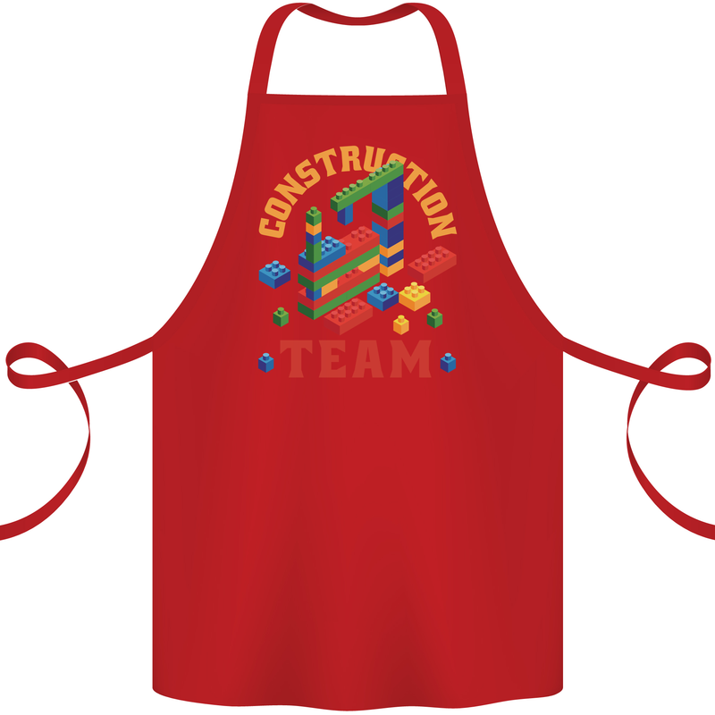 Construction Funny Building Blocks Bricks Cotton Apron 100% Organic Red