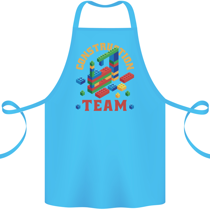 Construction Funny Building Blocks Bricks Cotton Apron 100% Organic Turquoise