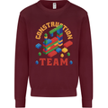 Construction Funny Building Blocks Bricks Kids Sweatshirt Jumper Maroon