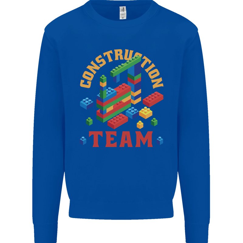 Construction Funny Building Blocks Bricks Kids Sweatshirt Jumper Royal Blue