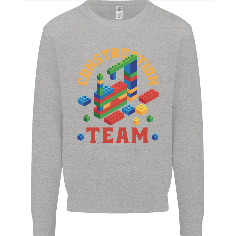 Construction Funny Building Blocks Bricks Kids Sweatshirt Jumper Sports Grey