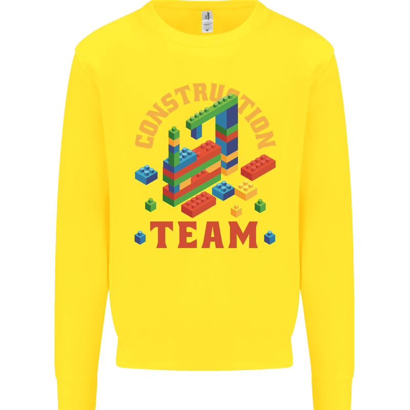 Construction Funny Building Blocks Bricks Kids Sweatshirt Jumper Yellow