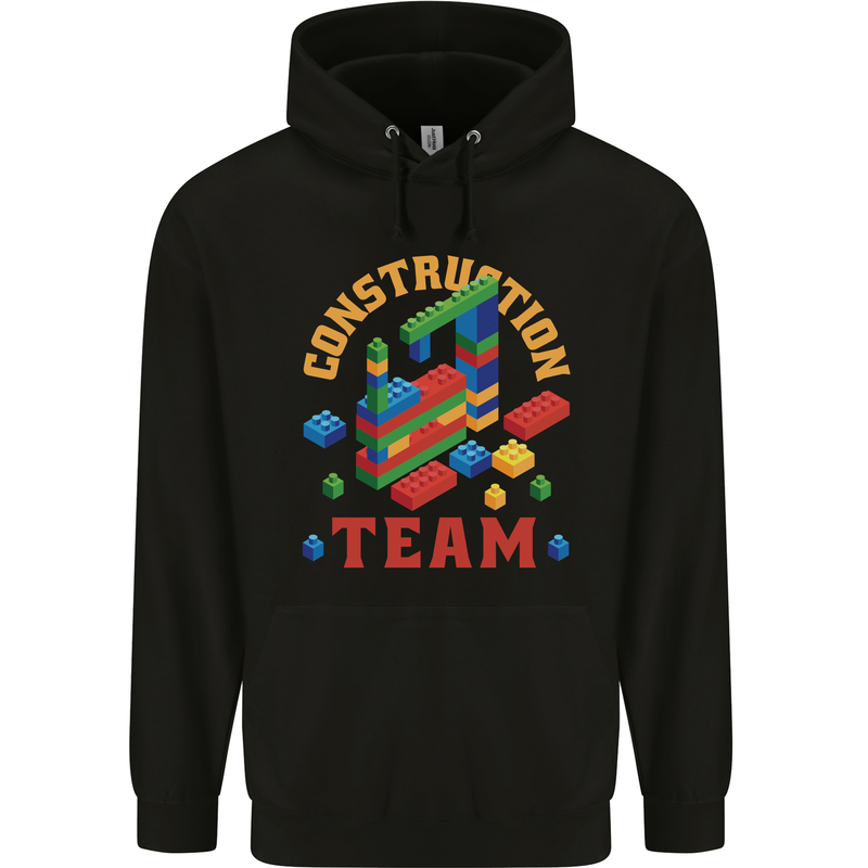 Construction Funny Building Blocks Bricks Mens 80% Cotton Hoodie Black