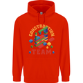 Construction Funny Building Blocks Bricks Mens 80% Cotton Hoodie Bright Red