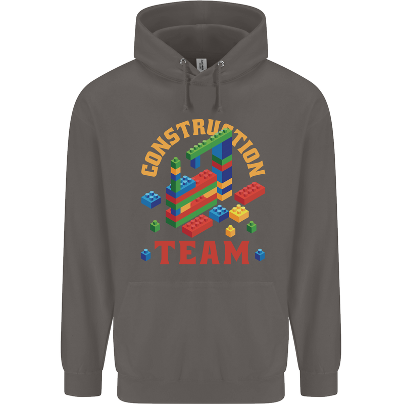 Construction Funny Building Blocks Bricks Mens 80% Cotton Hoodie Charcoal