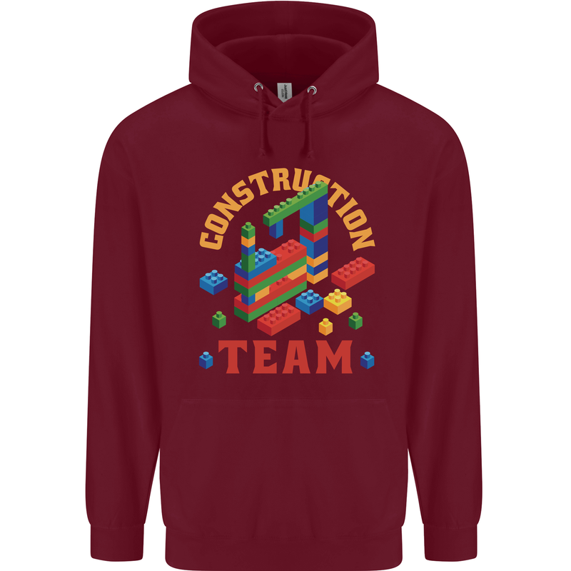 Construction Funny Building Blocks Bricks Mens 80% Cotton Hoodie Maroon