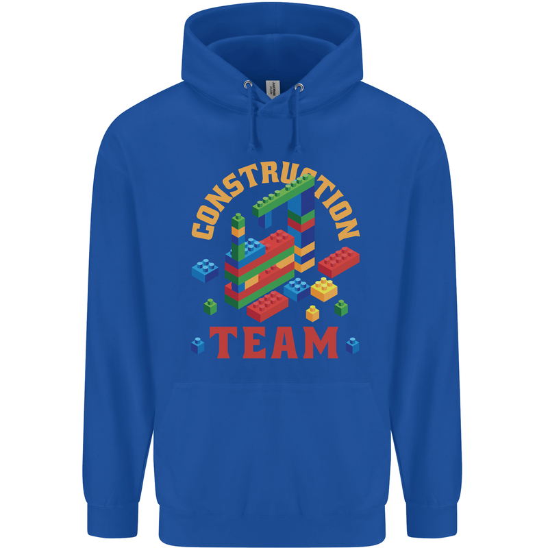 Construction Funny Building Blocks Bricks Mens 80% Cotton Hoodie Royal Blue