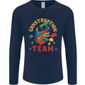 Construction Funny Building Blocks Bricks Mens Long Sleeve T-Shirt Navy Blue