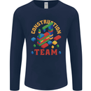 Construction Funny Building Blocks Bricks Mens Long Sleeve T-Shirt Navy Blue