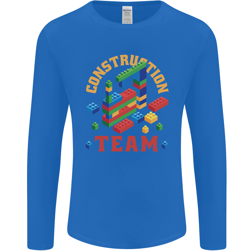 Construction Funny Building Blocks Bricks Mens Long Sleeve T-Shirt Royal Blue