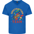 Construction Funny Building Blocks Bricks Mens V-Neck Cotton T-Shirt Royal Blue