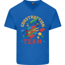 Construction Funny Building Blocks Bricks Mens V-Neck Cotton T-Shirt Royal Blue