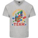 Construction Funny Building Blocks Bricks Mens V-Neck Cotton T-Shirt Sports Grey