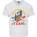 Construction Funny Building Blocks Bricks Mens V-Neck Cotton T-Shirt White