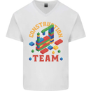 Construction Funny Building Blocks Bricks Mens V-Neck Cotton T-Shirt White