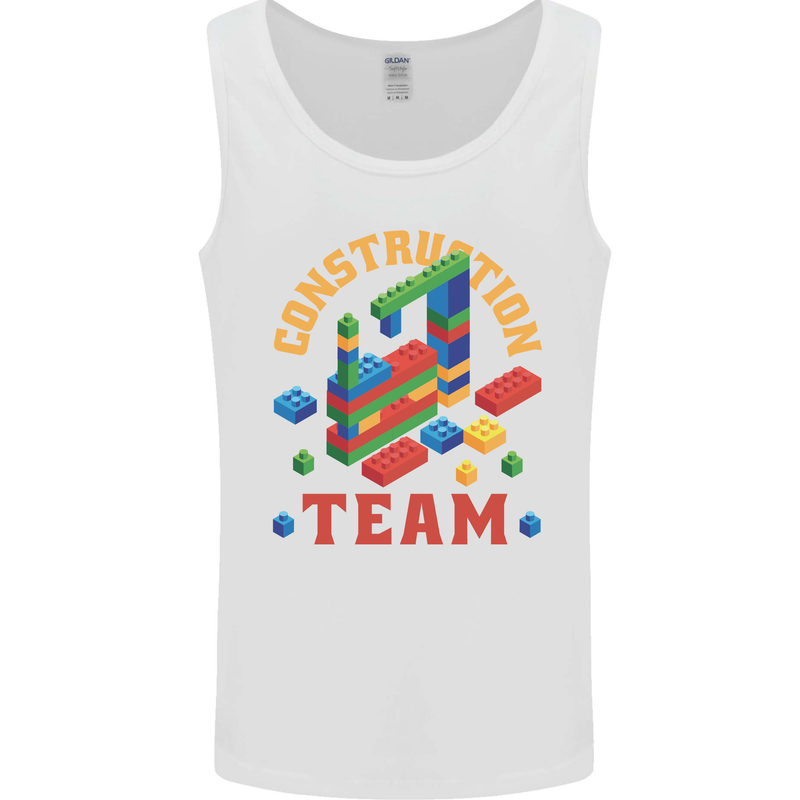 Construction Funny Building Blocks Bricks Mens Vest Tank Top White